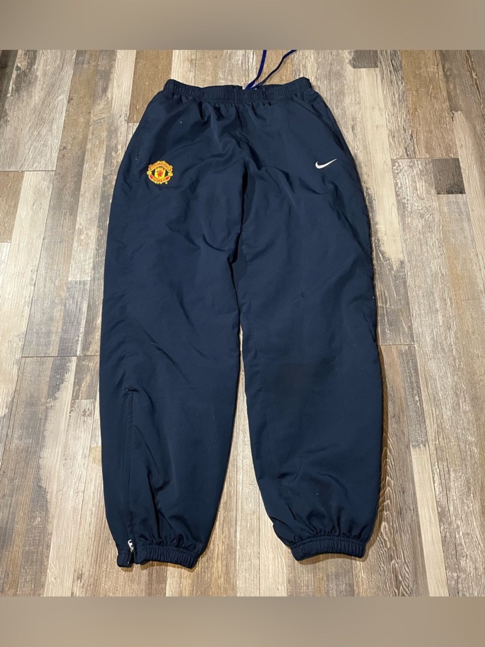 VINTAGE Y2k Nike Manchester United Track Pants Drill Blockcore Men's Large Navy